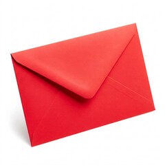 A closed red rectangular envelope, isolated on a white background