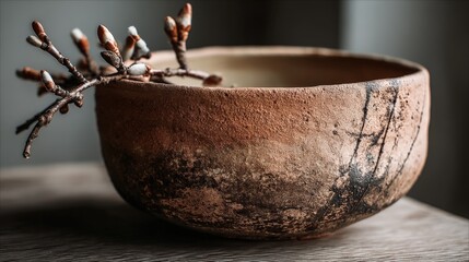 Hand-crafted terracotta bowl showcasing rustic charm and unique markings