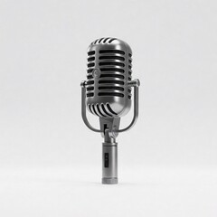 Fototapeta premium Vintage style retro microphone, isolated on white