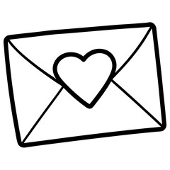 Envelope and Heart Seal Minimal Line Art