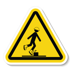 Caution Watch Your Step Sign On White Background