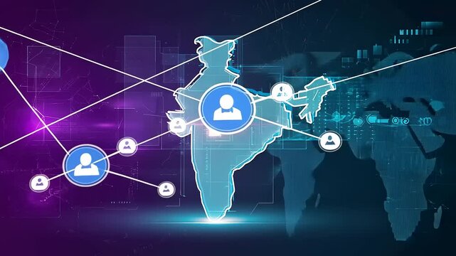 Digital connections in India showcasing networking and technology against a vibrant global backdrop