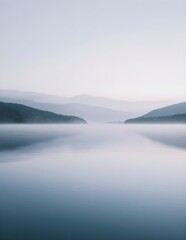 Fototapeta premium Silent Waters Reflecting the Peace of Morning Fog