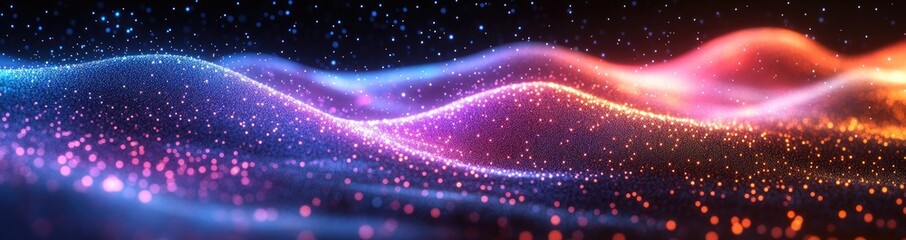Obraz premium Abstract wavy design with glowing particles