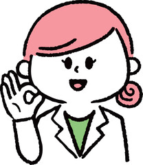 OKサインをする白衣を着た女性