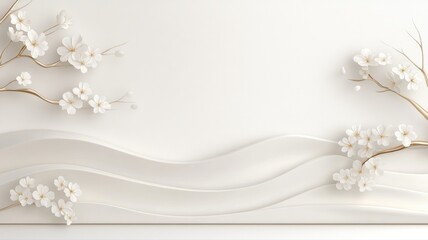 Elegant White Floral Background with Subtle Texture for Product Display white background blossom art