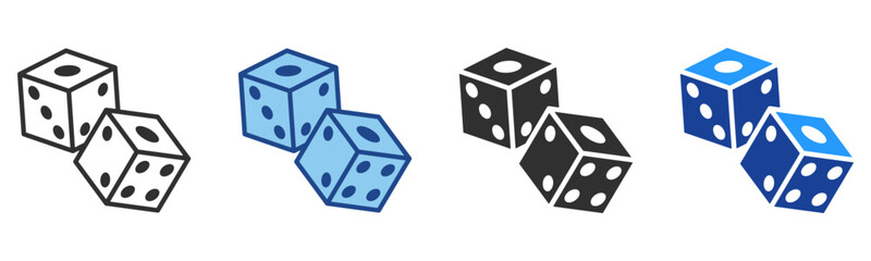 Dice Icon Multiple Style Vector Collection 
