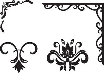 Black Ornate Corner and Border Designs for Decor Themes