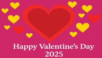 Happy Valentines Day 2025 Red and Yellow Hearts