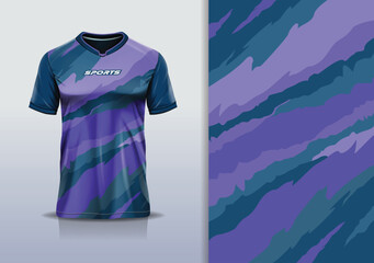 T-shirt mockup abstract texture grunge texture sport jersey design for football, soccer, racing, esports, running, purple color