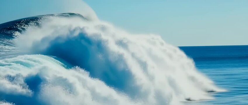 Majestic Oceanic Power, Captivating Waves Crashing with Turquoise Waters and Foaming Splendor