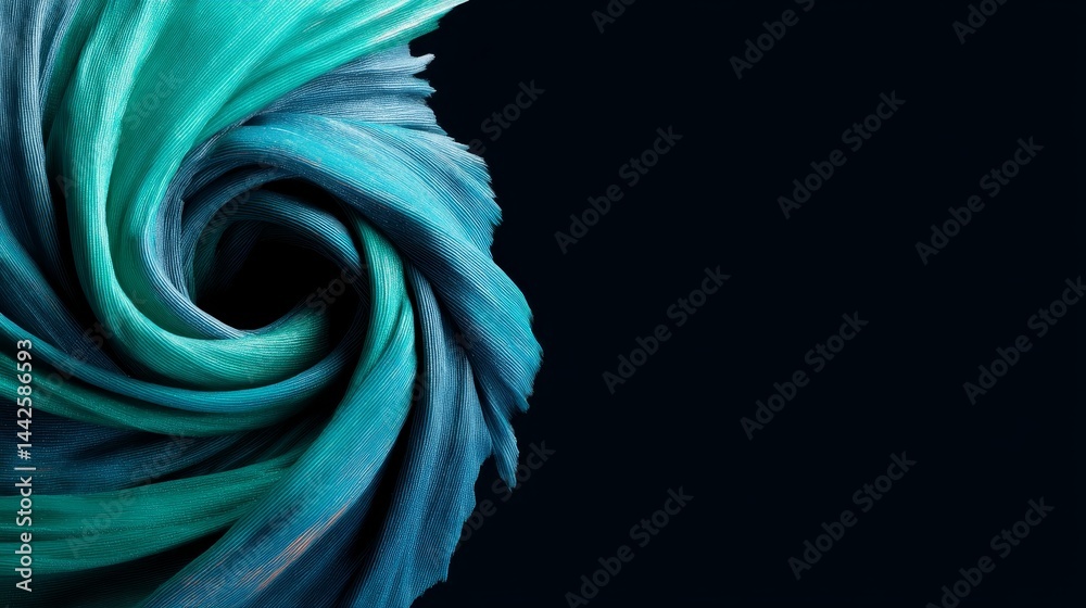 Poster Rich emerald and sapphire liquids blend seamlessly to form elegant patterns, showcasing fluidity and depth against a striking black backdrop with space for text
