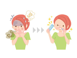 口臭の悩みビフォーアフターの女性