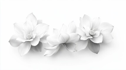 Elegant White Magnolia Blossom Trio on White magnolia white flower blossom floral bloom petal spring