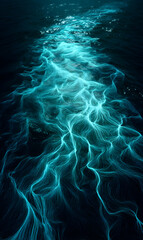 Obraz premium A mesmerizing display of bioluminescence in the deep ocean waters creating an ethereal glow