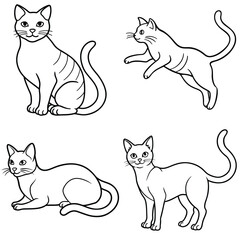 Minimalist Cat Poses Line Art Collection