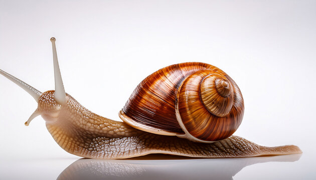 a snail is sitting on a white surface
