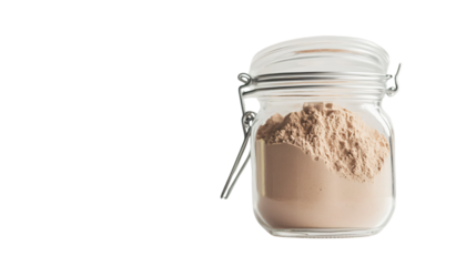 Professional Protein Powder in Large Jar on White Background