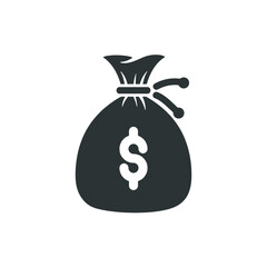 Money bag icon. Solid glyph series icon