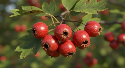 Obraz premium Hawthorn Berry Growing on Branch