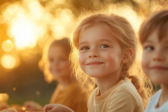 Children enjoying a picnic while learning about allergy management and food safety - Powered by Adobe