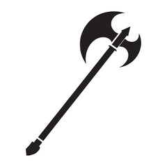 Sturdy Halberd silhouette, crafted for precision in battle – Halberd illustration – Minimalist Halberd vector – Weapon silhouette

