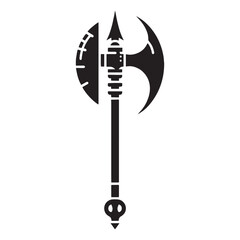 Battle-worn Halberd silhouette, echoing the age of knights – Halberd illustration – Minimalist Halberd vector – Weapon silhouette

