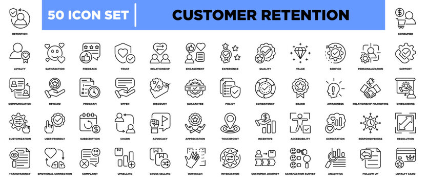 Customer Retention Iconset Outline