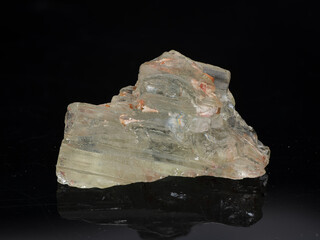 Exceptional Transparent Beryl Crystal Specimen on Reflective Black Surface Showcasing Natural...