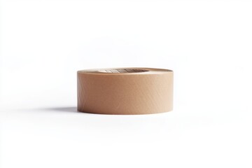 A roll of brown adhesive tape is displayed against a clean white background. Perfect for crafting tasks and everyday repairs. Versatile and functional for various projects. Generative AI