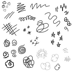 black color simple doodle lines elements .
