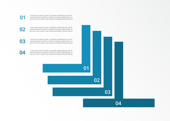 Blue infographic template with 4 steps, options, parts or processes. Presentation of teamwork, business processes or success.