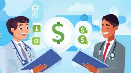 Business meeting between medical professionals discussing financial growth in healthcare - Powered by Adobe