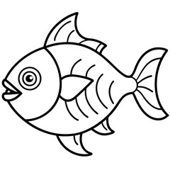 Elegant Piranha Outline Vector Design