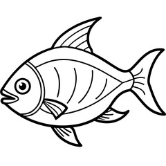 Elegant Piranha Outline Vector Design
