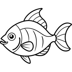 Elegant Piranha Outline Vector Design