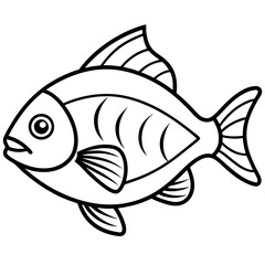 Elegant Piranha Outline Vector Design