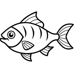 Elegant Piranha Outline Vector Design