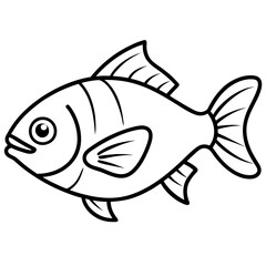 Elegant Piranha Outline Vector Design