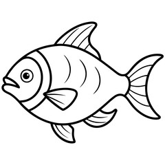 Elegant Piranha Outline Vector Design