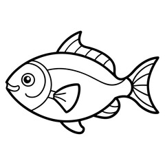 Elegant Piranha Outline Vector Design