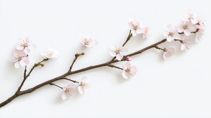 Delicate Cherry Blossom Branch on White Background cherry blossom cherry blossom branch spring petal