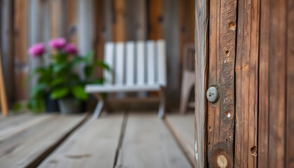 Old painted plywood, blurry foreground. with white shades