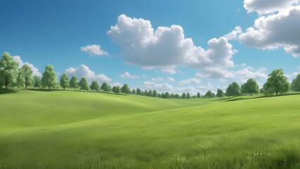 Fototapeta premium green field and blue sky