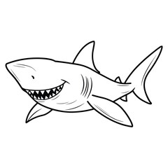 Obraz premium Cartoon Shark Side View Drawing