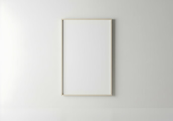 Blank Picture Frame Mockup on White Wall Interior Design Minimalist Home Decor Art Print Template Advertising