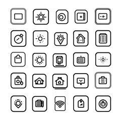 書類・上矢印・太陽・グラフのUIアイコンセット｜Document, Arrow, Sun, and Graph UI Icon Set