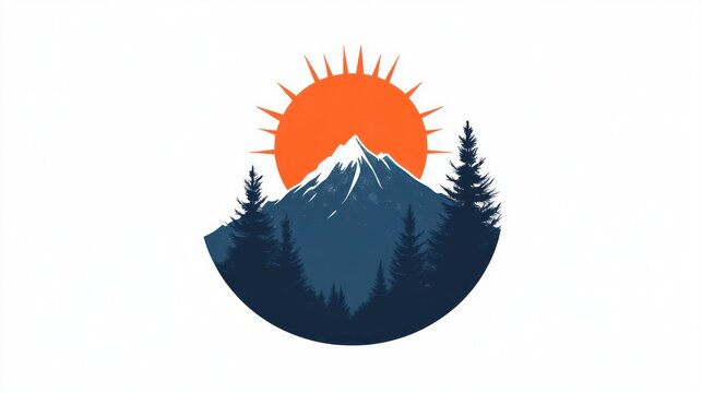 Mountain Sunset Forest Circle Art