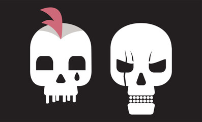 Set of skulls with expressions