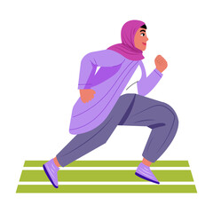 A flat style illustration of a female athlete